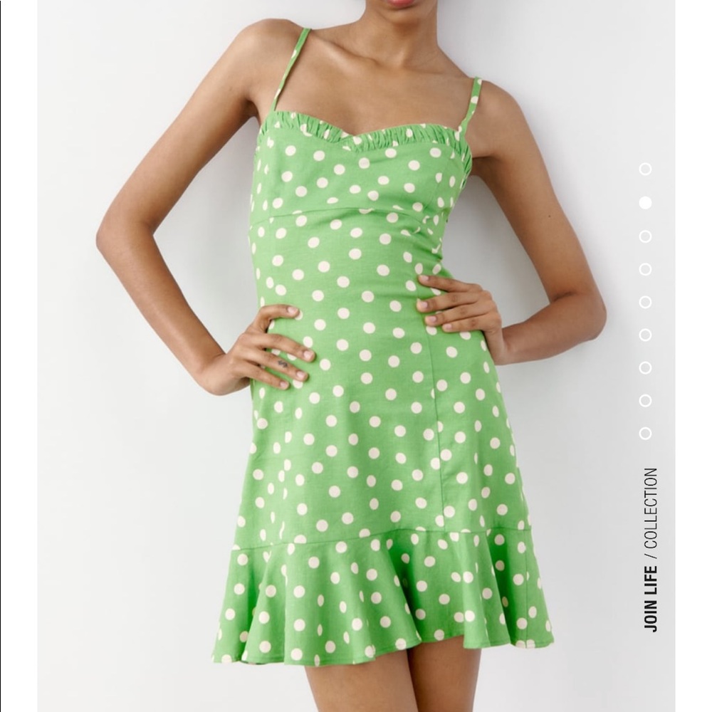 New with tags green polka dot Zara dress